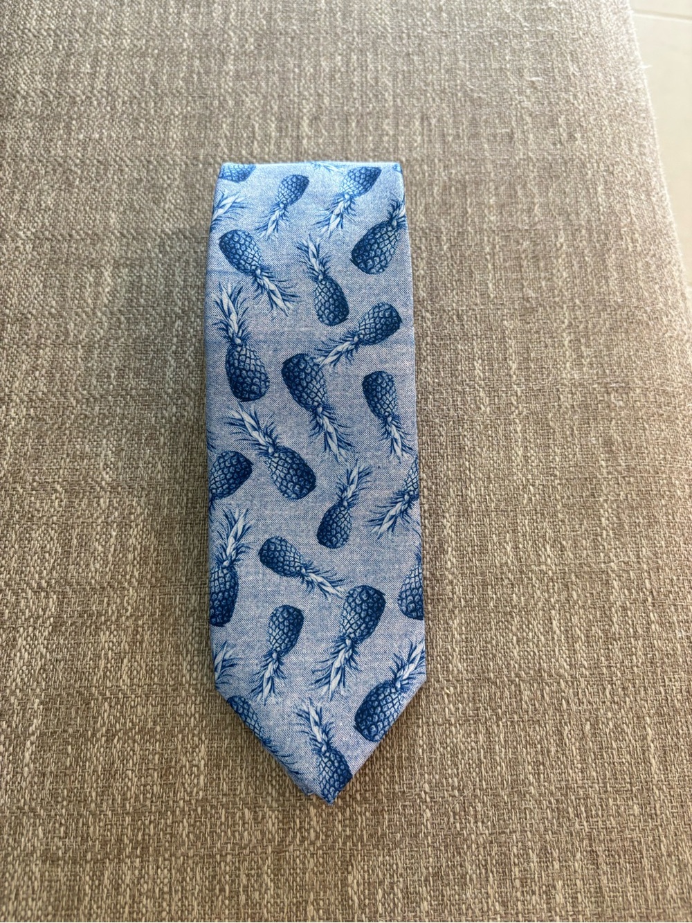 Art And Soul Light Blue Tie with Navy Pineapple Motif